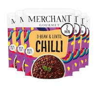 Merchant Gourmet Ready-to-Eat 3-Bean & Lentil Chilli with Chipotle & Smoked Paprika - High in Protein & Fibre, 1 of your 5-a-day, Ready Meals (6x 280g)