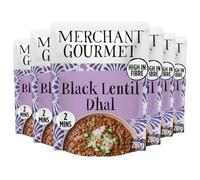 Merchant Gourmet Ready-to-eat Black Dhal, Pack of 6 x 280g Pouches - Source of Protein, High Fibre, Vegan. Cooked with Black Lentils & Coconut Cream, Plant-Based Ready-Meal Option