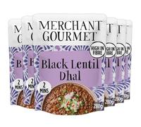 Merchant Gourmet Ready-to-eat Black Dhal, Pack of 6 x 280g Pouches - Source of Protein, High Fibre, Vegan. Cooked with Black Lentils & Coconut Cream, Plant-Based Ready-Meal Option
