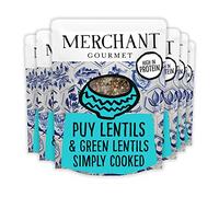 Merchant Gourmet Simply Cooked Puy Lentils - High in Protein, Low Fat, Source of Fibre & Vegan - Pack of 6 x 250g Ready-to-eat Pouches