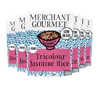 Merchant Gourmet Tricolor Sticky Jasmine Microwave Rice - Pack of 6 x 250g Pouches, Low in Fat, Vegan, Ready in Minutes