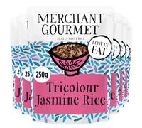 Merchant Gourmet Tricolor Sticky Jasmine Microwave Rice - Pack of 6 x 250g Pouches, Low in Fat, Vegan, Ready in Minutes