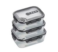 MERCHARII KLIP IT PLUS Plastic Food Storage Containers with Lids | Set of 3 | Airtight Leakproof Lunch Boxes | Meal Prep Containers | Heavy-Duty BPA-Free Plastic | Microwave, Freezer & Dishwasher Safe