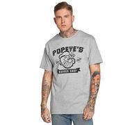 MERCHCODE Men's Popeye Barber Shop Tee T-Shirt, Heathergrey, XS