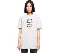 Merchcode Women's Mp0007130-ladies Good Things Take Time Oversized Boyfriend Tee T-Shirt, White, M