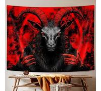 MERCHR Demon Goat Head Skull Tapestry, Pentagram Tapestry Wall Hanging for Bedroom, Occult Red Gothic Witch Flag Tapestries Poster Blanket College Dorm Home Decor 60X40Inches