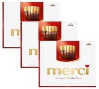 Merci Finest Milk & Dark Chocolate Box, 8 Flavour Varieties, Gluten-Free, Vegetarian Treats with Gold-Wrapped Bars for Gifting, 250 g (Pack of 3)