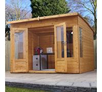 Mercia 10X8 Ft With Double Door & 4 Windows Curved Wooden Summer House (H)2158mm X (W)3036mm