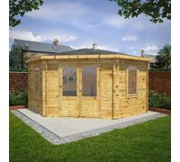 Mercia 13' 5 x 13' 7 Hip Log Cabin - Premium 28mm Cladding Log Clad