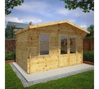 Mercia 13' 6" x 11' 3" Apex Log Cabin - Premium 28mm Cladding Log Clad