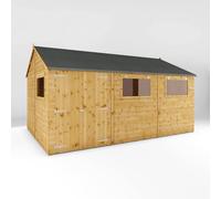 Mercia 15 x 10 Feet Premium Shiplap Reverse Apex Workshop in Light Brown Mercia Light Brown