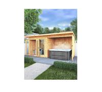 Mercia 16 x 6ft Maine Pent Summerhouse With Patio Area, Brown