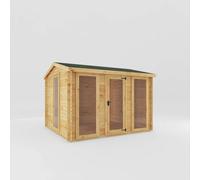 Mercia 3.5 x 3 m Reverse Apex Log Cabin - 19 mm - L313.4 x W352.8 x H259.5 cm in Light Tan Mercia Light Tan