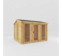 Mercia 3.5 X 3 M Reverse Apex Log Cabin - 19 mm - Timber - L313.4 X W352.8 X H259.5 Cm - Brown