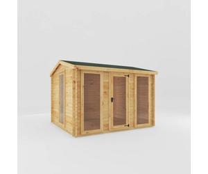 Mercia 3.5 X 3 M Reverse Apex Log Cabin - 19 mm - Timber - L313.4 X W352.8 X H259.5 Cm - Brown