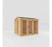 Mercia 3 x 2.5 m Reverse Apex Log Cabin - 19 mm - L263.7 x W302.4 x H253.4 cm in Brown Mercia Brown