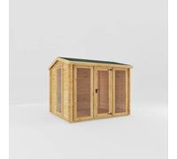 Mercia 3 X 2.5 M Reverse Apex Log Cabin - 19 mm - Timber - L263.7 X W302.4 X H253.4 Cm - Brown