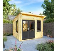 Mercia 3 X 3 M Curved Roof Log Cabin With Upvc Windows And Doors - 44 mm - Timber - L348.7 X W306 X H260 Cm - Brown