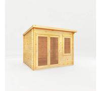 Mercia 3 x 3 m Elite Pent Log Cabin - 28 mm - L333.4 x W303.2 x H249.4 cm in Light Tan Mercia Light Tan