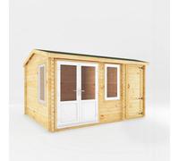 Mercia 4.1m x 3m Home Office Elite Log Cabin (44mm) - White UPVC Windows & Doors