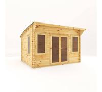 Mercia 4 x 3 m Curved Roof Log Cabin - 44 mm - L348.6 x W406.4 x H260 cm in Light Tan Mercia Light Tan