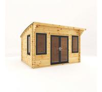 Mercia 4 X 3 M Curved Roof Log Cabin With Upvc Windows And Doors - 44 mm - Timber - L348.6 X W406.4 X H260 Cm - Brown