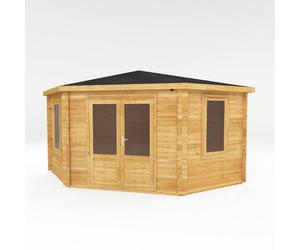 Mercia 4 x 4 m Corner Cabin - 28 mm - L415 x W409 x H286.7 cm - Brown Mercia Brown