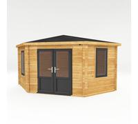 Mercia 4 X 4 M Corner Cabin With Upvc Windows And Doors - 44 mm - Timber - L415.1 X W409.3 X H286.8 Cm - Brown