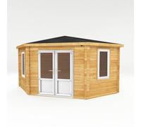 Mercia 4 X 4 M Corner Cabin With White Upvc Windows And Doors - 44 mm - Timber - L415.1 X W409.3 X H286.8 Cm - Brown