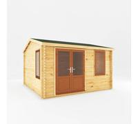 Mercia 4 x 4 m Home Office Elite Log Cabin with Oak UPVC Windows & Doors in Brown Mercia Brown