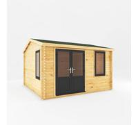 Mercia 4m x 4m Home Office Elite Log Cabin (44mm) - Grey UPVC Windows & Doors