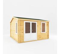 Mercia 4 x 4 m Home Office Elite Log Cabin with White UPVC Windows & Doors in Light Tan Mercia Light Tan