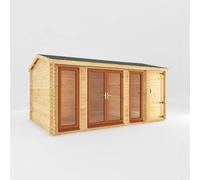 Mercia 5.1m x 3m Home Office Studio Log Cabin With Side Shed (44mm), none