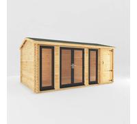 Mercia 5.1 X 3 M Home Office Studio With Side Shed With White Upvc Windows And Doors - 44 mm Timber - L313.3 X W515.5 X H259.5 Cm - Brown