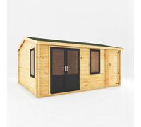 Mercia 5.1m x 4m Home Office Elite Log Cabin (44mm) - Grey UPVC Windows & Doors