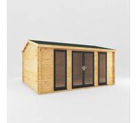 Mercia 5m x 4m Home Office Studio Log Cabin (44mm) - Grey UPVC Windows & Doors