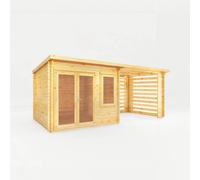 Mercia 6 x 3 m Elite Pent 28 mm Log Cabin with Slatted Area in Light Tan Mercia Light Tan