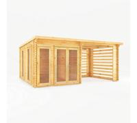 Mercia 6 x 3 m Studio Pent 28 mm Log Cabin with Slatted Area in Light Tan Mercia Light Tan