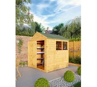 6 x 6 Wooden Garden Shed Tongue Groove Apex Roof Windows Single Door