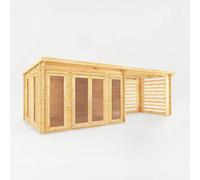 Mercia 7m x 3m Studio Pent Log Cabin With Slatted Area (44mm), none