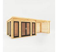 Mercia 44mm Studio Pent Log Cabin With Slatted Area 7m x 3m, none