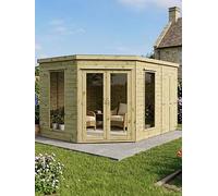Mercia 8 X 12Ft Premium Corner Summerhouse With Side Shed One Colour