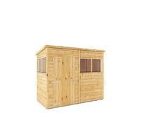 8 x 4 Wooden Garden Shed Tongue Groove Pent Roof Windows Single Door