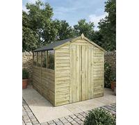 Mercia 8 X 6Ft Great Value Overlap Apex Shed With Windows And & Double Doors One Colour
