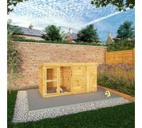 Mercia Berkshire Dog Kennel & Run - 8' x 4', Brown