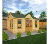 Mercia Clock Tower 13' 7" x 17' 6" Apex Log Cabin - Premium 44mm Cladding Loglap - Brown UPVC