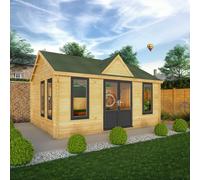 Mercia Clock Tower 13' 7" x 17' 6" Apex Log Cabin - Premium 44mm Cladding Loglap - Grey UPVC