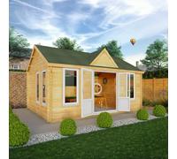 Mercia Clock Tower 13' 7" x 17' 6" Apex Log Cabin - Premium 44mm Cladding Loglap - White UPVC