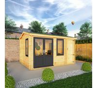 Mercia Elite 10' 3" x 13' 7" Apex Log Cabin - Premium 44mm Cladding Loglap - Grey UPVC