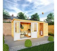 Mercia Elite 10' 3" x 13' 7" Apex Log Cabin - Premium 44mm Cladding Loglap - White UPVC